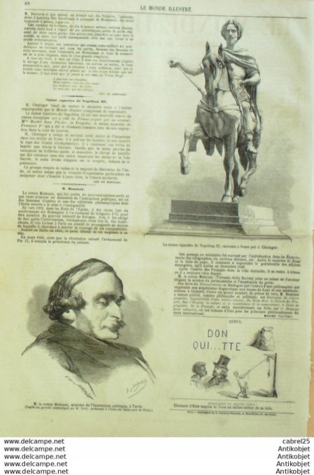 Le Monde illustré 1860 n°147 Pie IX Maroc Castillejos Napoléon III Italie Turin