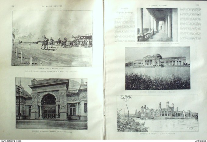 Le Monde illustré 1893 n°1888 Tunisie Tunis Méhara Bordeaux (33) Vélocipèdes Eckmuhl (29) Chicago