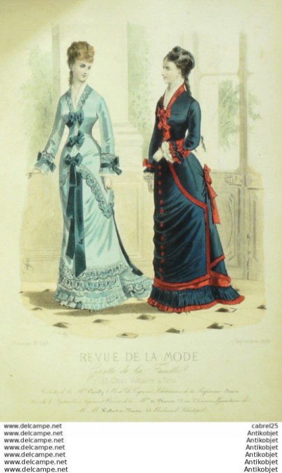 Gravure Mode La Gazette 1876 # 246 (Old Fashion plate)