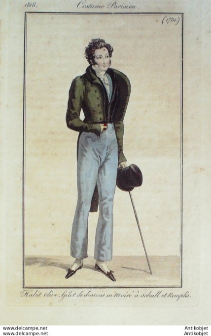 Costume Parisien 1818 # 1731 Gilet homme en moire à schall