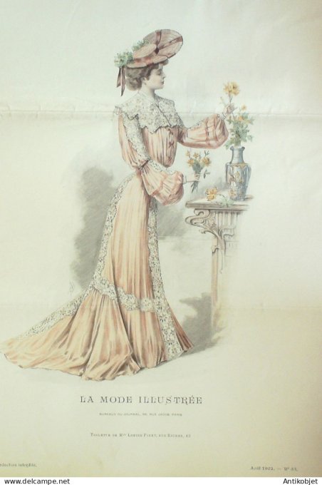 Gravure Mode illustree 1902 # 33 (Old Fashion plate) RARE