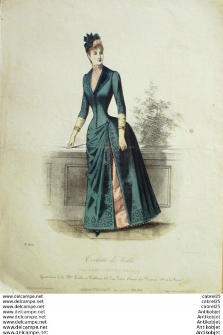 Gravure Mode Le Coquet 1888 # 10 (Old Fashion plate)