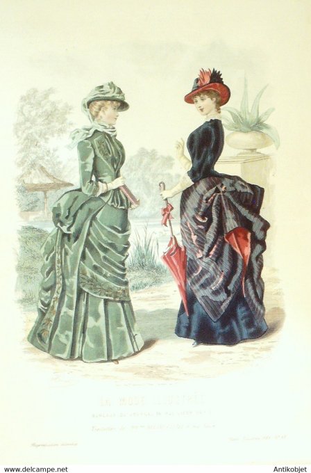 Gravure de mode La Mode illustrée 1883 n°42 (Maison Bréant-Castel)