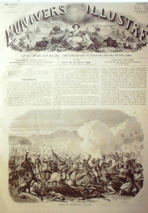 L'Univers illustré 1859 # 80 Solférino bataille prise Tattairal Colonel De Maleville