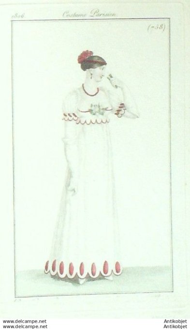 Gravure Mode Costume Parisien 1806 #  758 (eau forte old Fashion plate