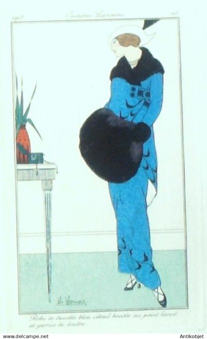 Gravure Costume Parisien 1913 #115 Hohore H (eau forte) Robes de Juvetin