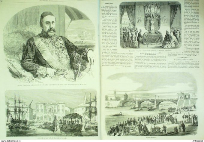 Le Monde illustré 1858 n° 65 Turquie Mehmed Fuad Pacha Harfleur Angers (49)