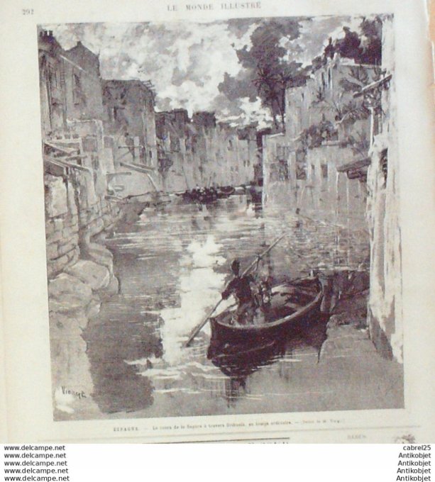 Le Monde illustré 1879 n°1179 Espagne Murcie Segura Orihuela Inondations La Villette Téléphone En Ba