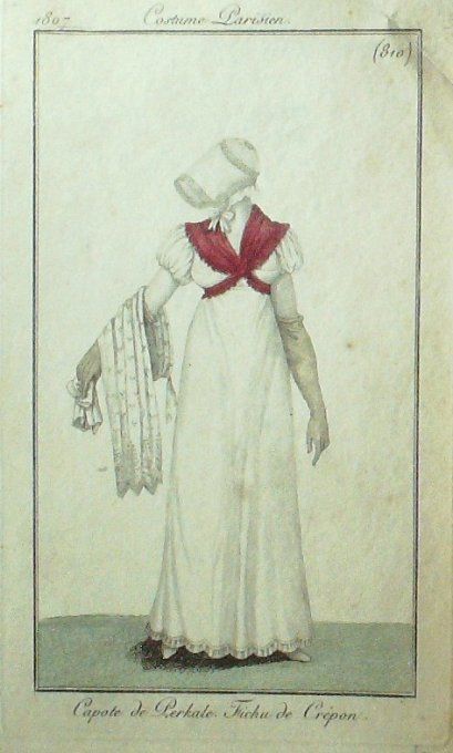 Gravure Mode Costume Parisien 1807 #  810 (eau forte old Fashion plate