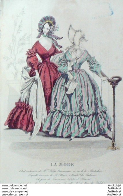 Gravure La mode 1838 # 33 (aquarelle old Fashion plate)