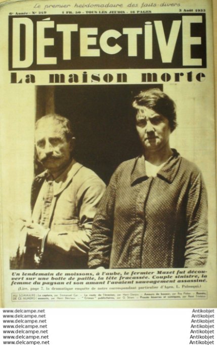 Détective 1933 # 249 Sartrouville Stes Carpentras Agen