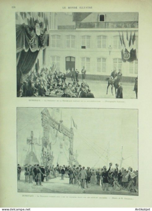 Le Monde illustré 1897 n°2109 Dunkerque (59) Pothuau St-Pétersbourg Troitsk Peterhof Peterhof Cronst