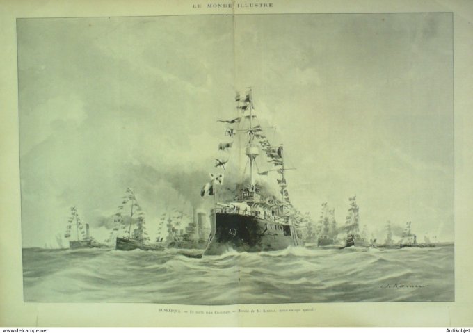 Le Monde illustré 1897 n°2109 Dunkerque (59) Pothuau St-Pétersbourg Troitsk Peterhof Peterhof Cronst