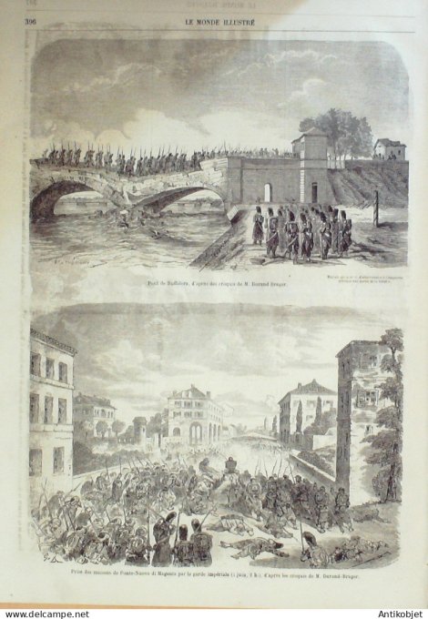 Le Monde illustré 1859 n°114 Touque (61) Italie Pont Buffalora Ponte-Nuovo Magenta