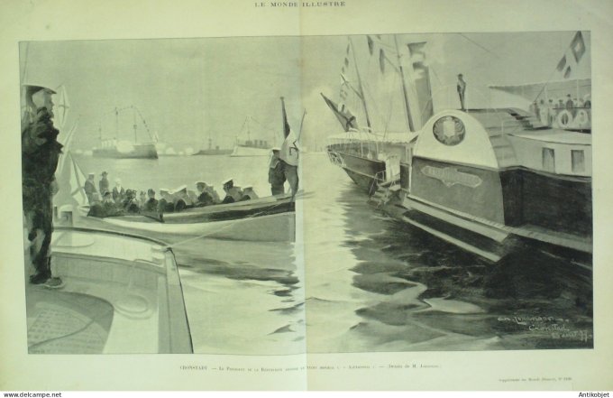 Le Monde illustré 1897 n°2109 Dunkerque (59) Pothuau St-Pétersbourg Troitsk Peterhof Peterhof Cronst