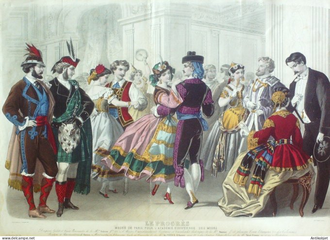 Gravure Mode Le Progres 1864- 1 (Old Fashion plate) Rare