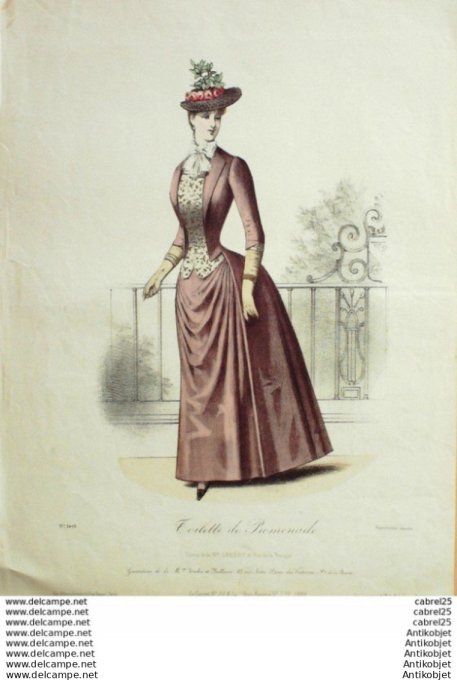 Gravure Mode Le Coquet 1888 # 20 (Old Fashion plate)