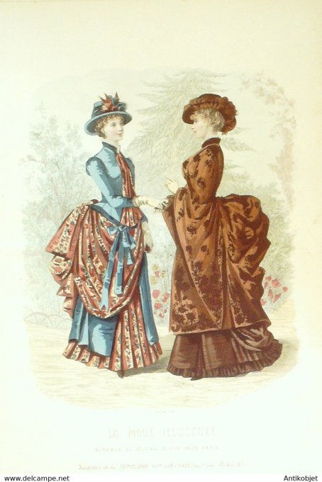 Gravure de mode La Mode illustrée 1883 n°43 (Maison Fladry-Coussinet)