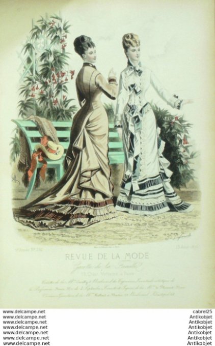 Gravure Mode La Gazette 1876 # 241 (Old Fashion plate)