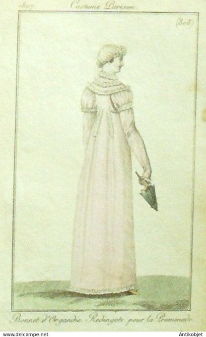 Costume Parisien 1807 # 808 (eau forte) Redingote de promenade
