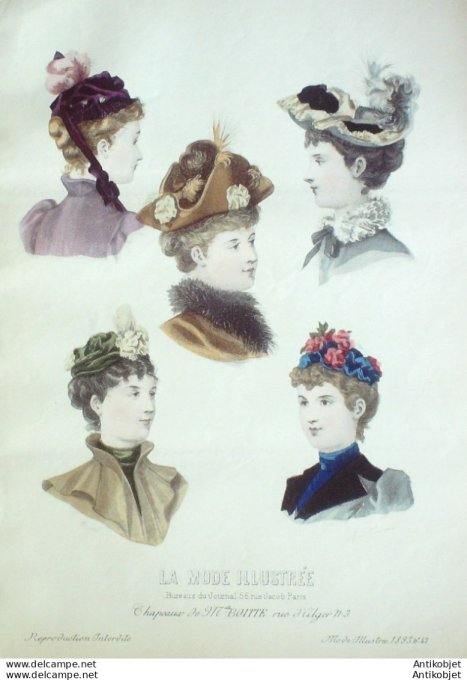 Gravure Mode illustree 1893 # 47 (Old Fashion plate) rare