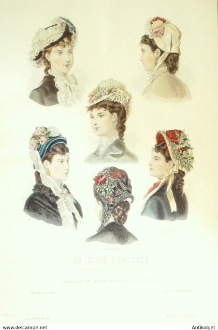 Gravure de mode La Mode illustrée 1879 n°18 (Maison Villedieu-Aubert)