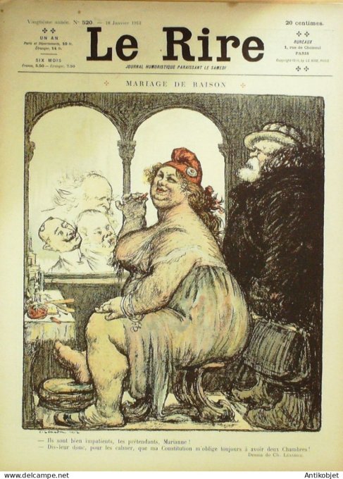 Le Rire 1913-01-18 # 520 Journal humoristique Ed.Originale Mariage de raison