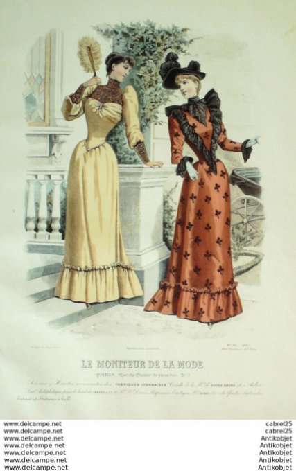 Gravure Mode Le Moniteur 1890 # 46 (Old Fashion plate)
