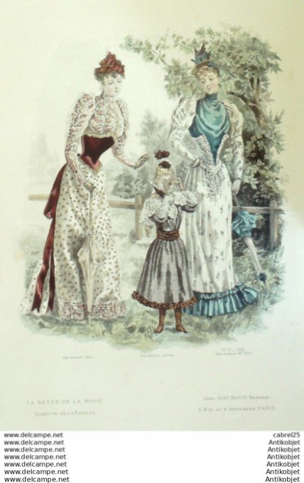 Gravure Mode La Gazette 1892 # 15 (Old Fashion plate)