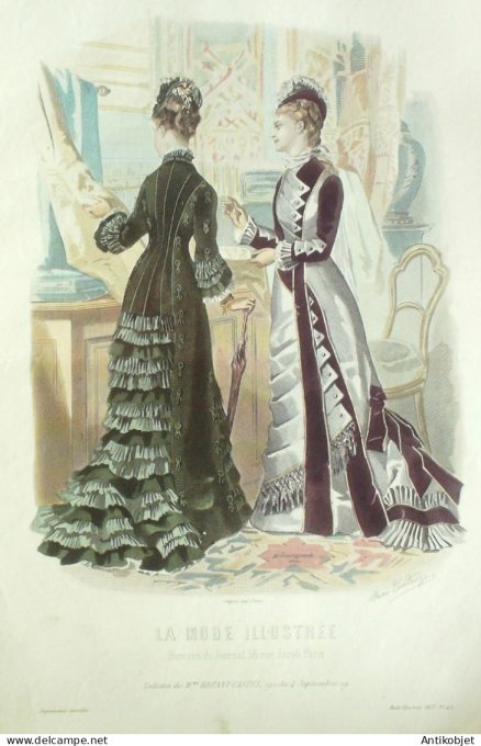 Gravure Mode illustree 1877 # 45 (Old Fashion plate)