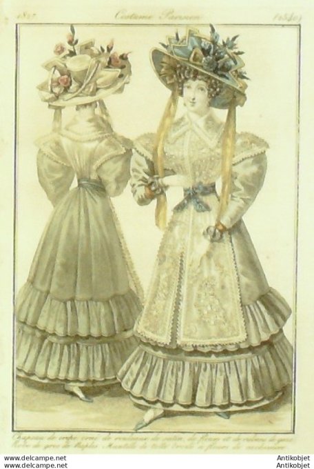 Costume Parisien 1827 # 2540 Robe de gros de Naples mantille