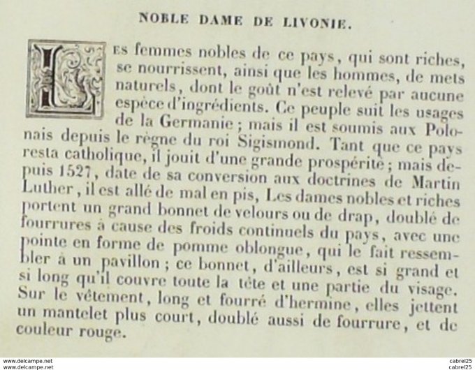 Russie LIVONIE Noble dame 1859
