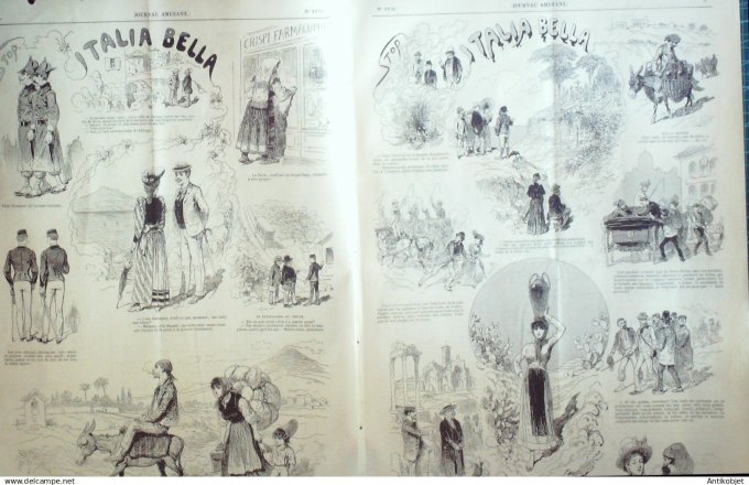 Le Journal Amusant 1890 n°1778 Notebook Italia Bella Parisiennes la cure de m X