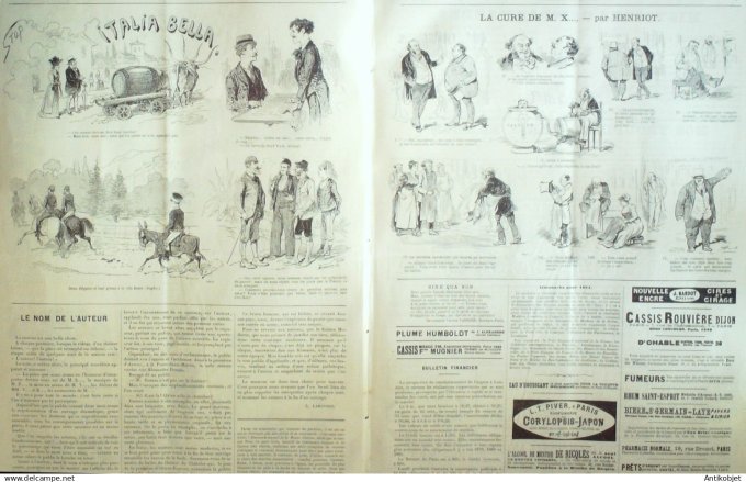 Le Journal Amusant 1890 n°1778 Notebook Italia Bella Parisiennes la cure de m X