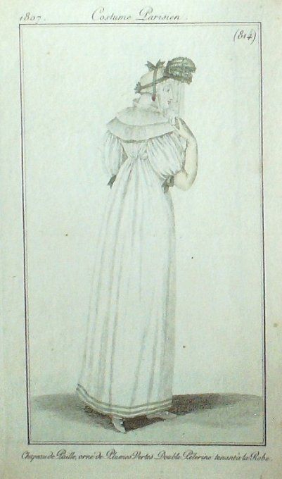 Gravure Mode Costume Parisien 1807 #  814 (eau forte old Fashion plate