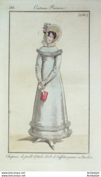 Costume Parisien 1818 # 1732 Robe de taffetas garnie en ruche