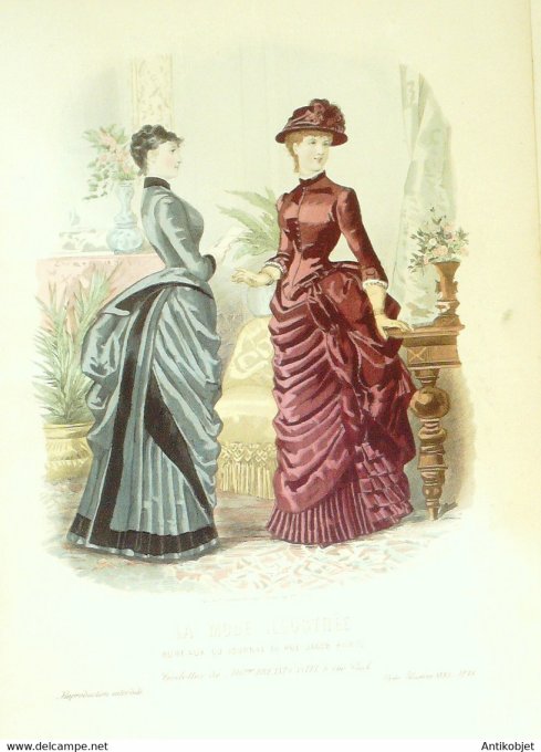 Gravure de mode La Mode illustrée 1883 n°44 (Maison Bréant-Castel)