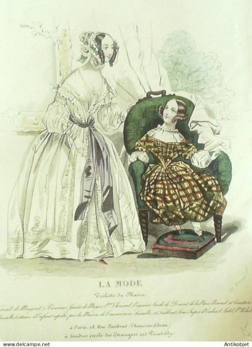 Gravure La mode 1840 # 15 (aquarelle old Fashion plate)