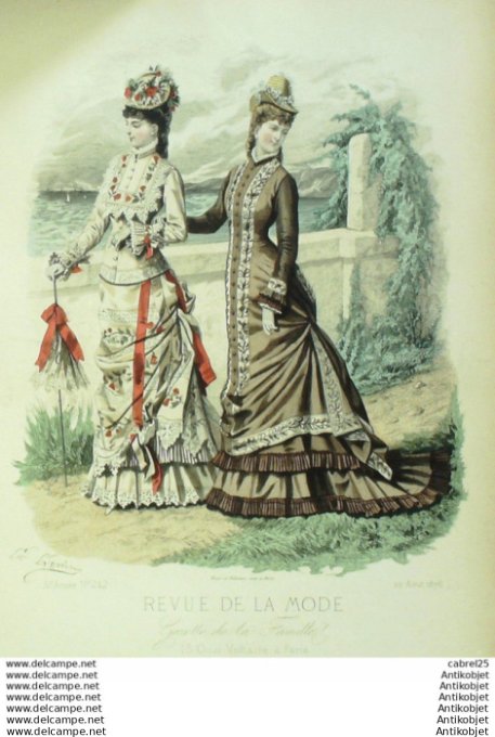 Gravure Mode La Gazette 1876 # 242 (Old Fashion plate)