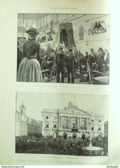 Le Monde illustré 1890 n°1711 Reims (51) Jeanne D'arc Portugal Dom Carlos Ier Belgique Bruxelles