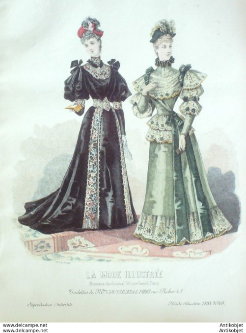 Gravure Mode illustree 1893 # 49 (Old Fashion plate) rare