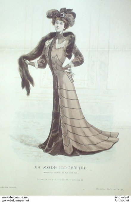 Gravure Mode illustree 1901 # 48 (Old Fashion plate) rare