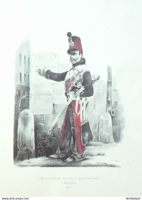 Costume militaire 5ème Hussards en 1830 signé Goussereau