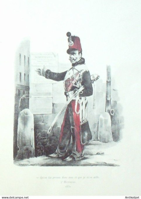 Hussard 5ème régiment en 1830 signé Goussereau