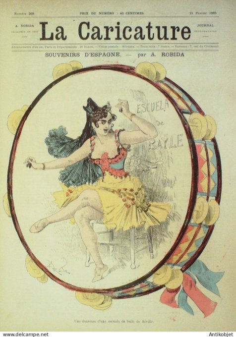 La Caricature 1885 #269 Souvenirs d'Espagne Robida Gino Trock