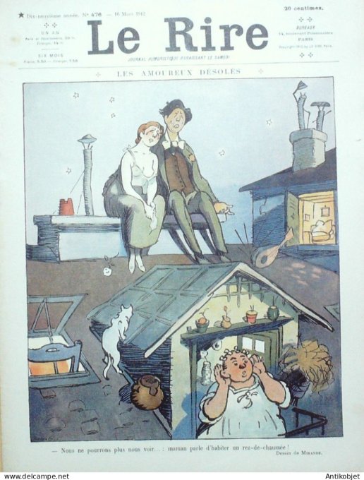 Le Rire 1912-03-16 # 476 Journal humoristique Ed.Originale Amoureux desoles