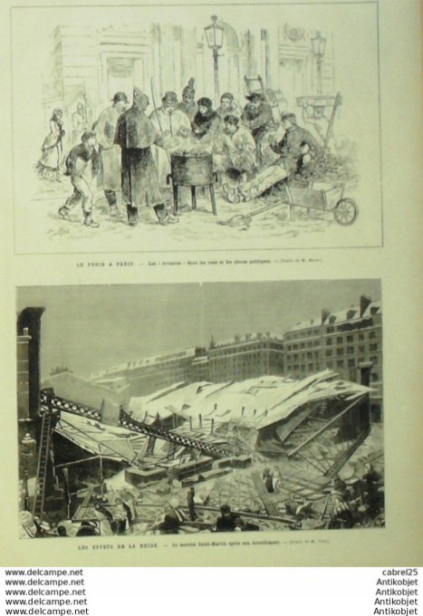 Le Monde illustré 1879 n°1186 Montmelian (73) Forteresse Paris Froid Braseros Marché St Martin