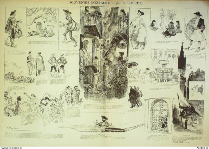La Caricature 1885 #269 Souvenirs d'Espagne Robida Gino Trock