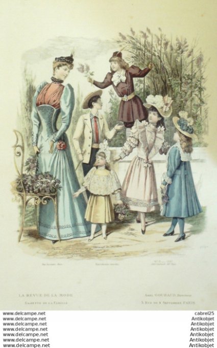 Gravure Mode La Gazette 1892 # 13 (Old Fashion plate)