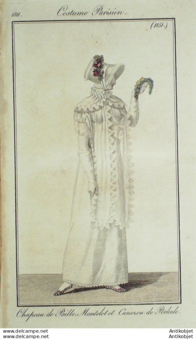 Costume Parisien 1811 # 1151 Mantelet et Canezou de Perkal